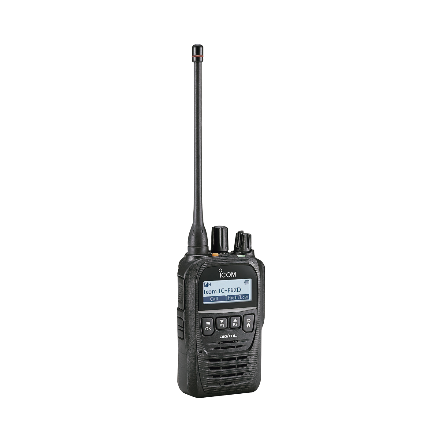 Radio digital NXDN con pantalla, en banda de UHF, rango de frecuencia 400-470MHz, con 512 canales, sumergible IP67, bluethooth, grabador de voz.  Batería, cargador, antena y clip incluidos.