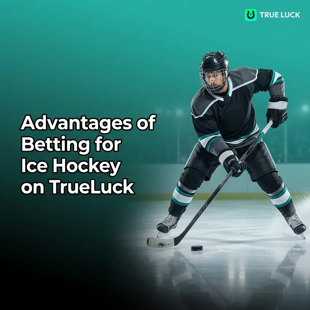 TrueLuck ice hockey betting platform showing live odds, player props, and league coverage options on mobile device
