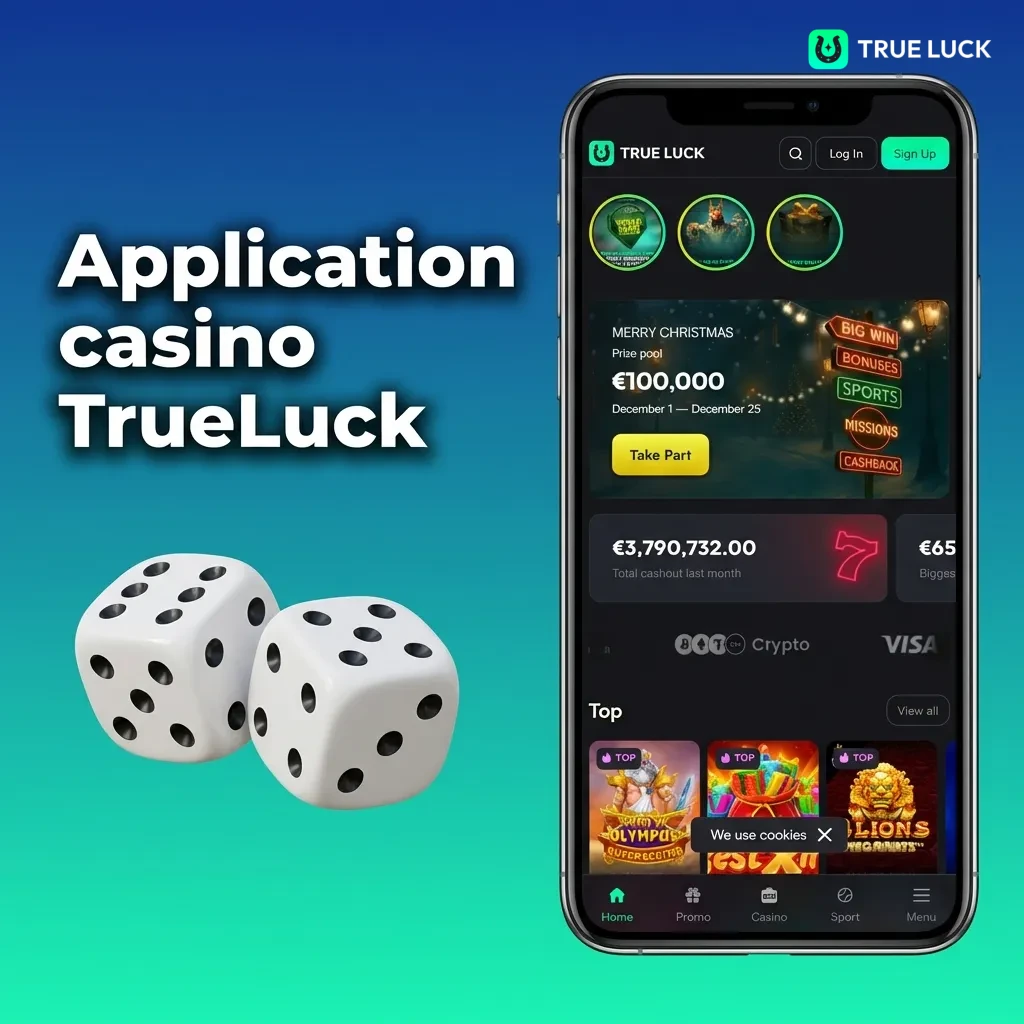 TrueLuck casino app interface showing game library with slots, table games, and live dealer options from top providers