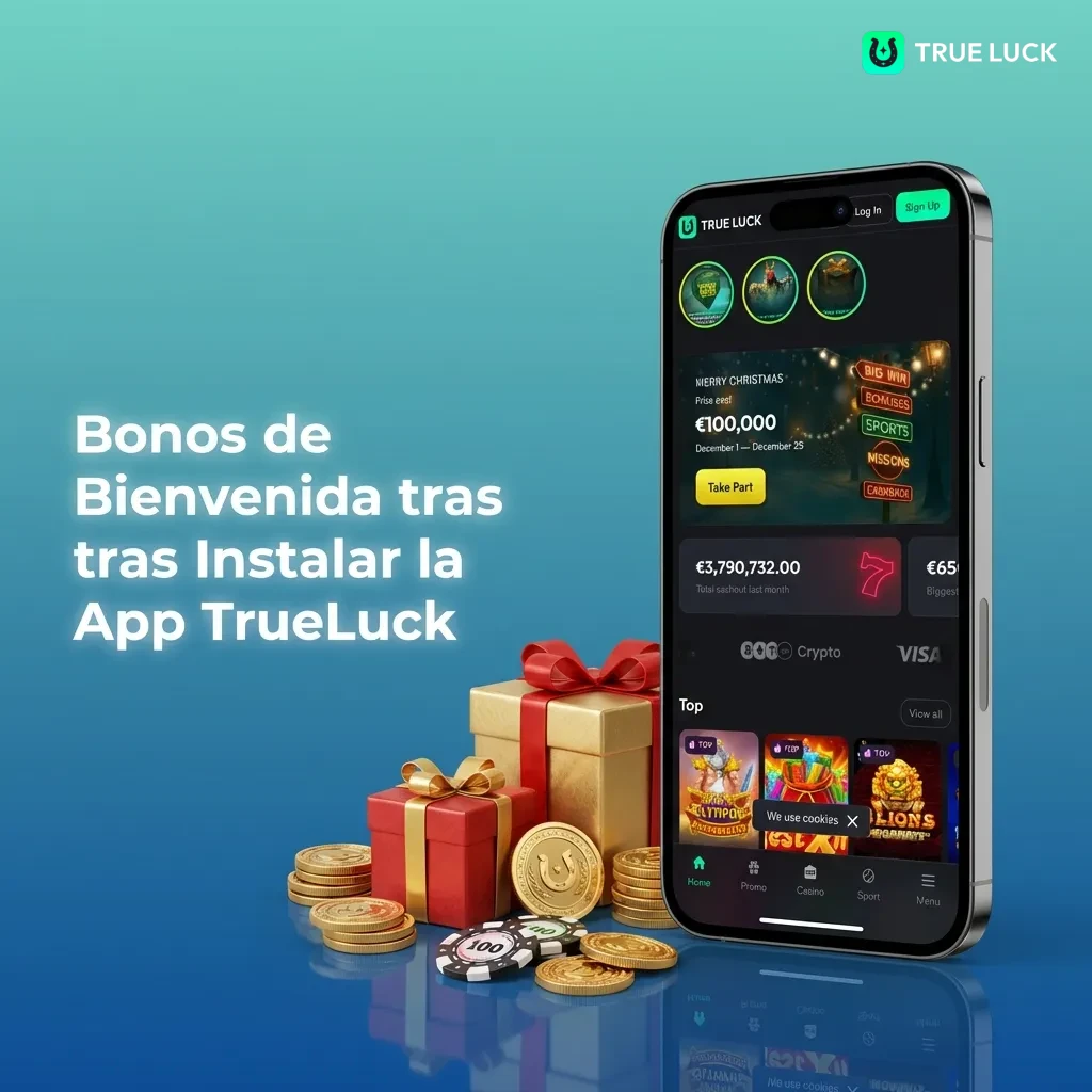 TrueLuck app welcome bonuses: 250% slots bonus, 250% live casino bonus, and 100% sports betting bonus for new players