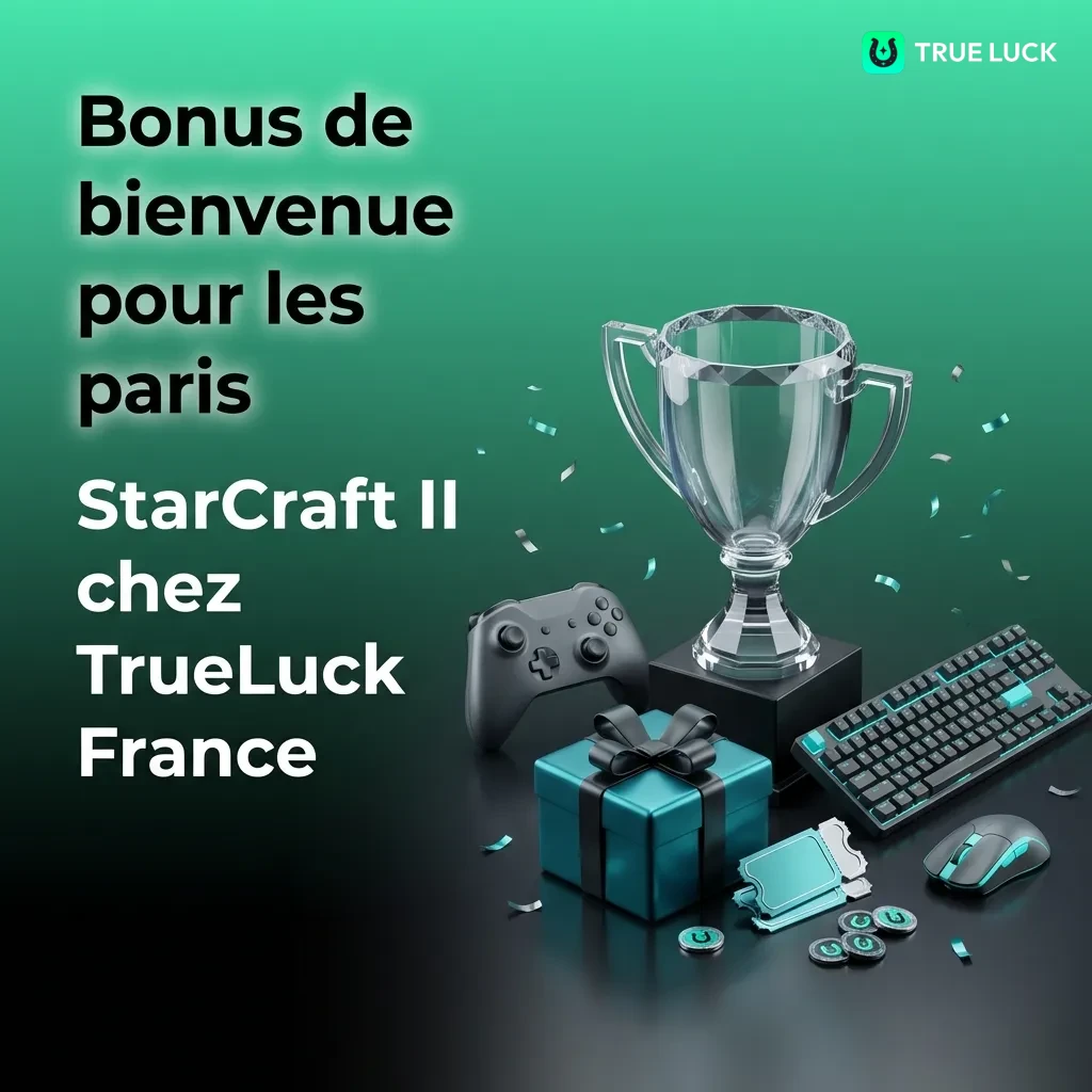 TrueLuck France welcome bonus: 100% up to €300 for StarCraft II sports betting with registration steps illustrated