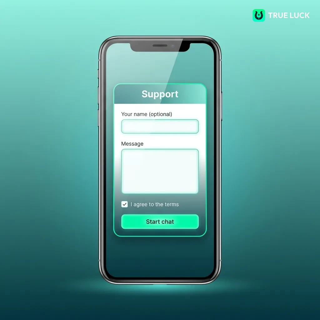Usuario ingresando credenciales en pantalla de inicio de sesión de la app móvil TrueLuck