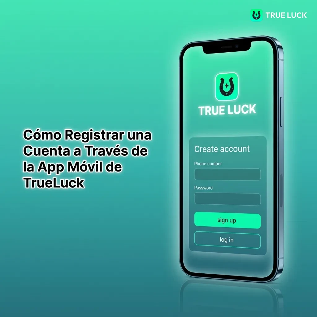 Screenshot of TrueLuck mobile app registration screen showing sign-up form with email and personal data fields
