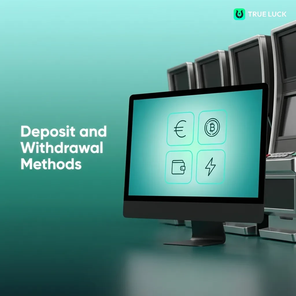 TrueLuck casino payment options including credit cards, digital wallets, bank transfers, and cryptocurrencies