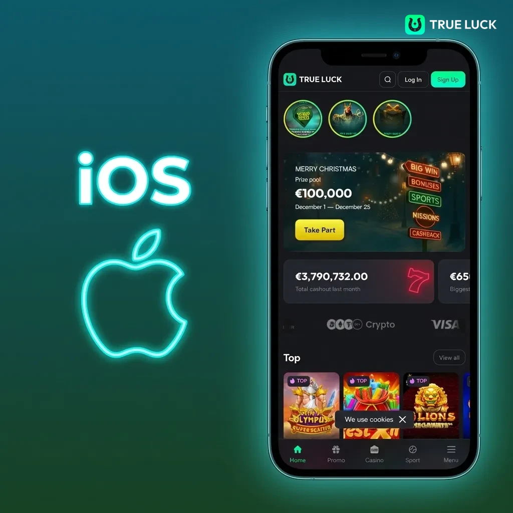 TrueLuck iOS app installation guide showing steps to download from App Store on iPhone and iPad