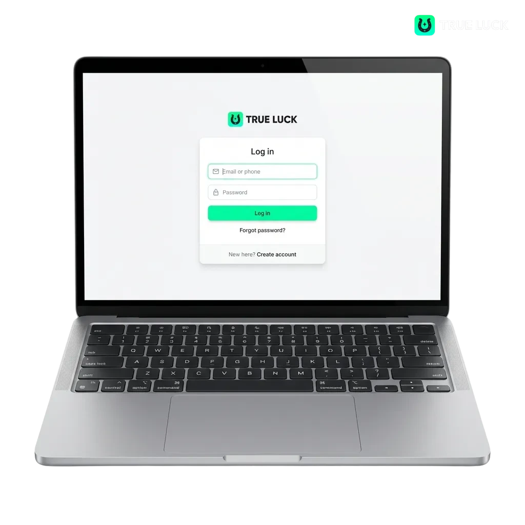TrueLuck Afflinkers login page showing email and password fields for Ireland users to access their betting account