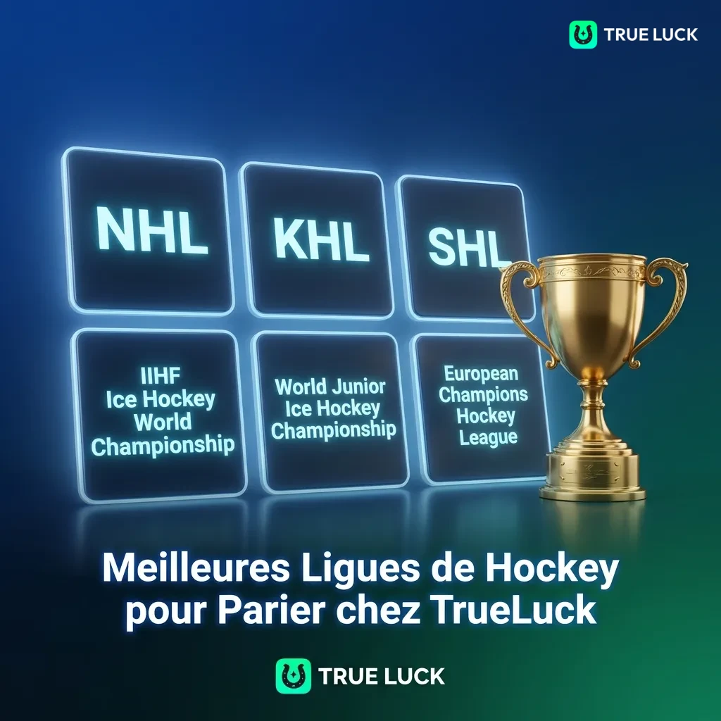 Hockey leagues available for betting at TrueLuck including NHL, KHL, and international championships