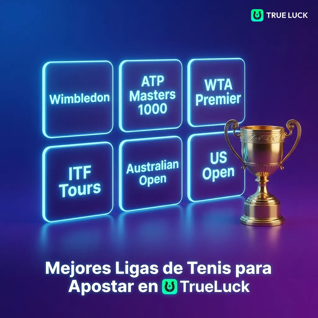 TrueLuck tennis betting leagues including Grand Slams, ATP Masters 1000, and WTA tournaments with live betting options