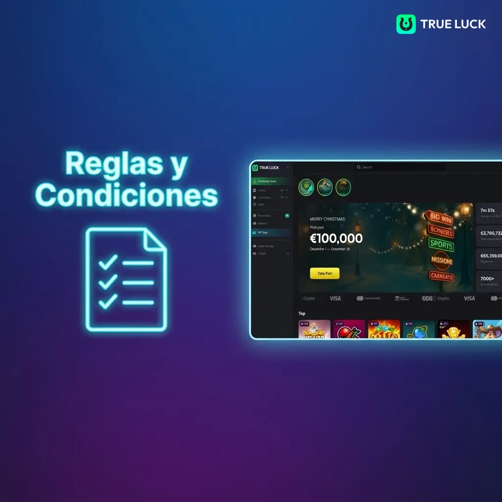 TrueLuck términos y condiciones: edad mínima, cuenta única, requisitos de bonos y verificación de retiros