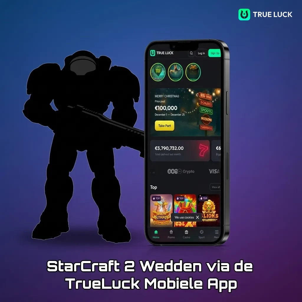 TrueLuck mobile app interface showing StarCraft 2 betting options with live match stats and odds on smartphone screen