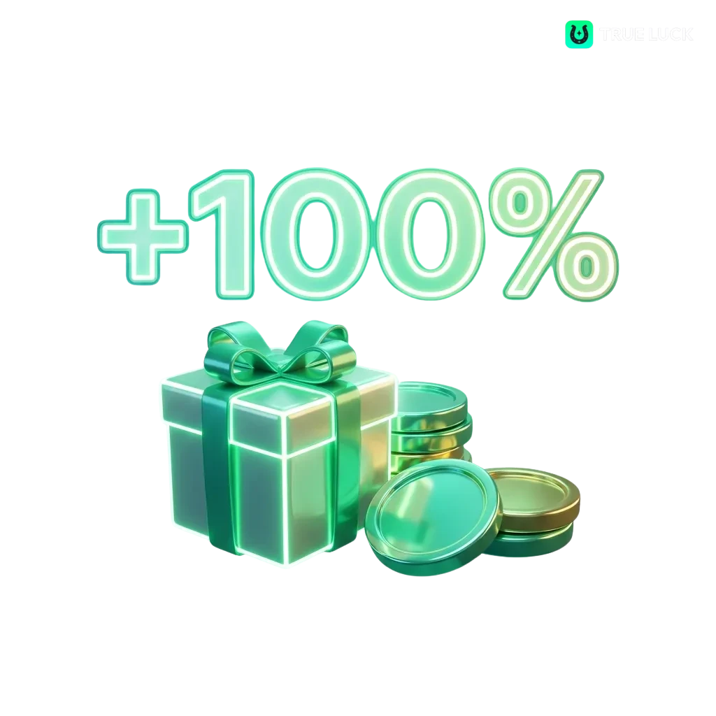 TrueLuck casino welcome bonus showing 250% match up to €4,000 plus free spins for Irish players