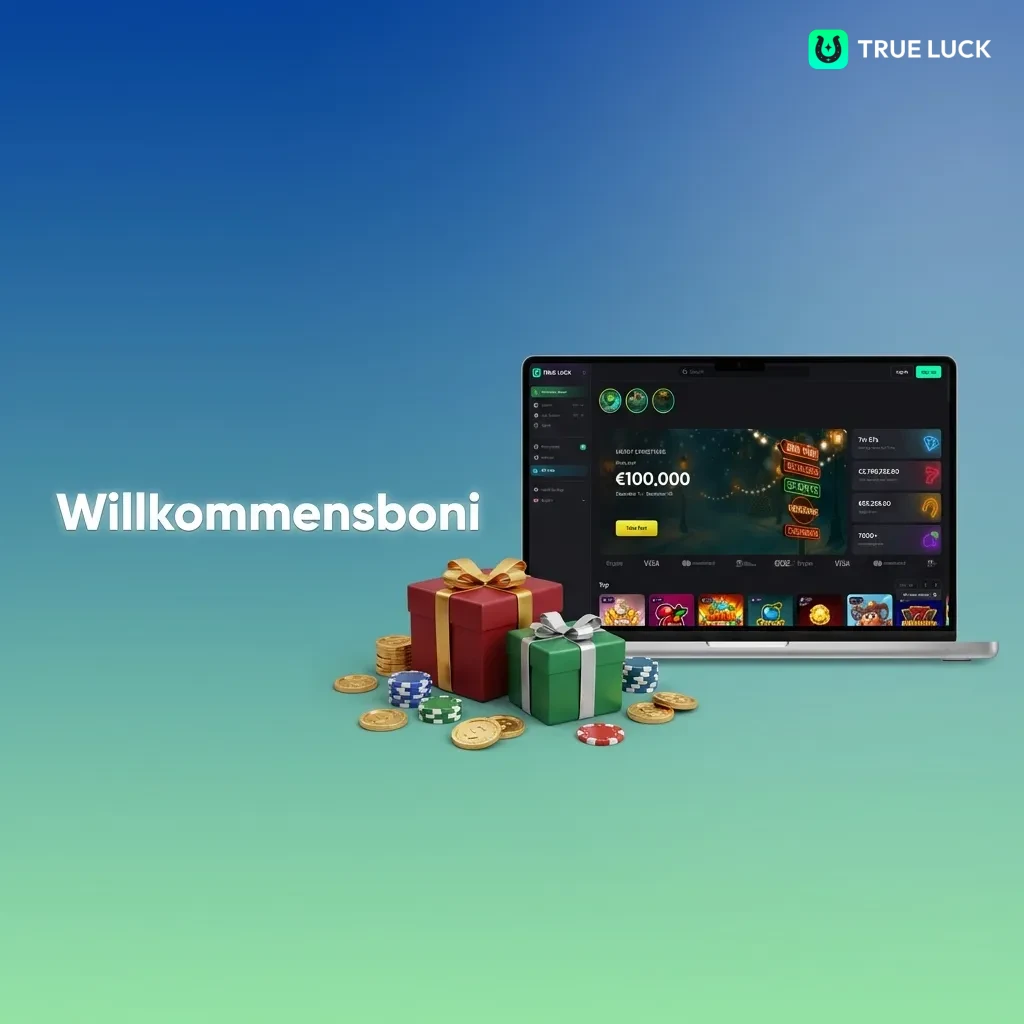 Casino welcome bonus table showing three options: slots (250% up to €4,000), live casino (250% up to €2,000), sports betting (100% up to €300)