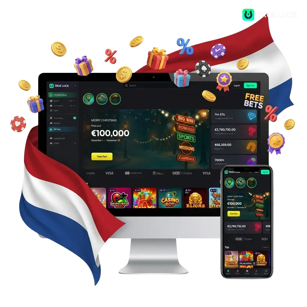 TrueLuck Nederland: gelicentieerd online casino & sportweddenschappen met welkomstbonus tot € 4.000 en veilige betaalmethoden