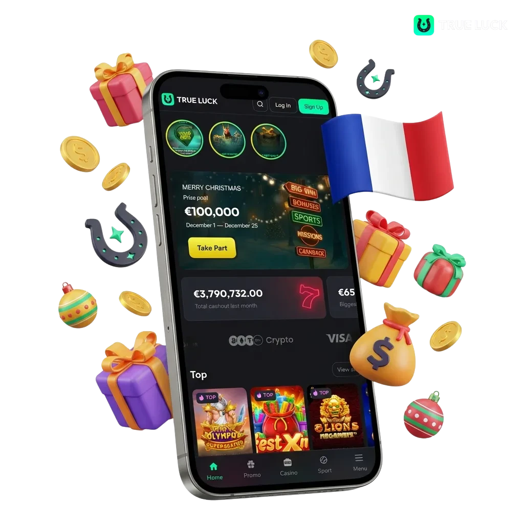 TrueLuck mobile app for Android and iOS with casino games, sports betting, and multiple payment options including crypto